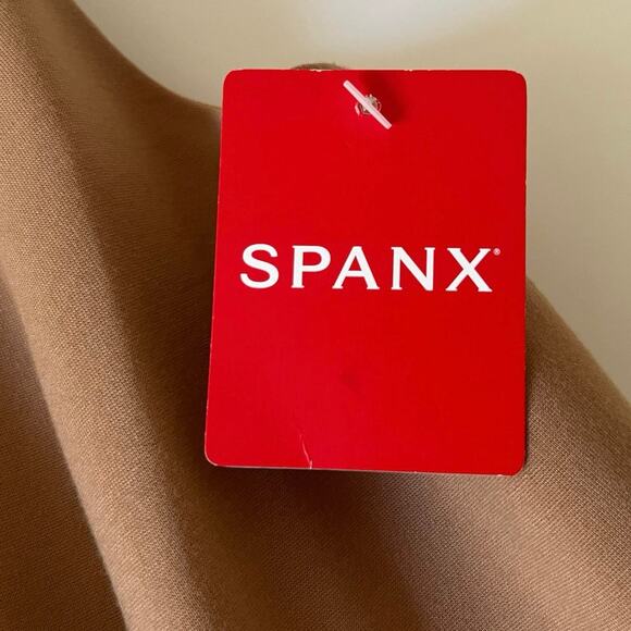 Spanx Ponte Vest Dress Office Quiet Luxury Stretch Neutral Toffee Tan Large NWT - Picture 13 of 15